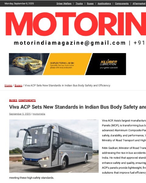 Viva ACP Sets New Standards in Indian Bus Body Safety and Efficiency